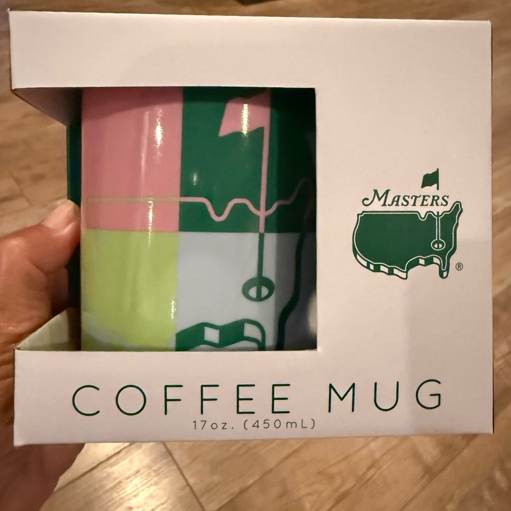 Masters Ceramic Mug with Pink, Green, Light Blue, Yellow Block Design